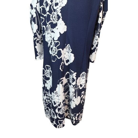 NWOT Jessica Howard Size 18 Navy & White Floral Cold Shoulder Dress Polyester - Picture 12 of 16
